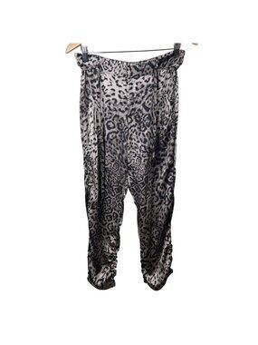 Dance & Marvel Pants Medium High Rise Leopard Print Ruched Pull On Cropped NEW